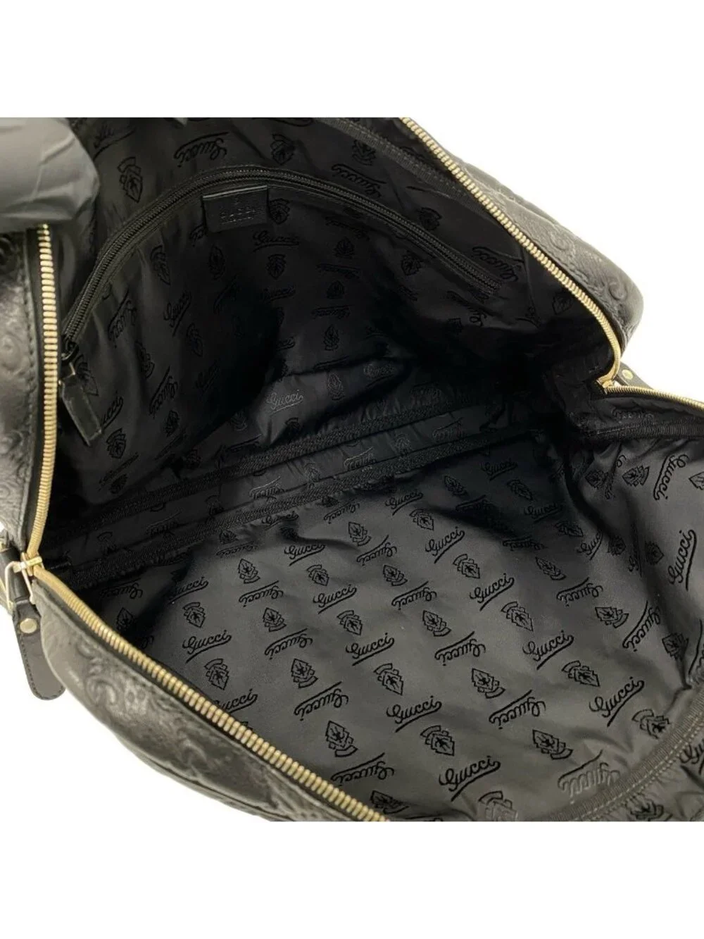 Gucci Guccissima GG Logo Pattern Leather Tote Bag Business Black